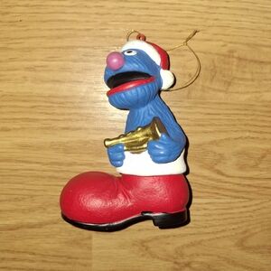 Sesame Street Grover In Santa BOOT W Horn Ornament
